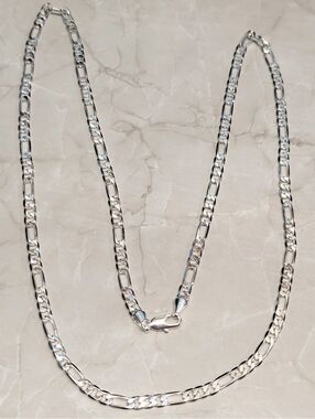New‎ 925 Sterling Silver PLated 26" 4MM Figaro Chain Link Necklace Layering Mens
